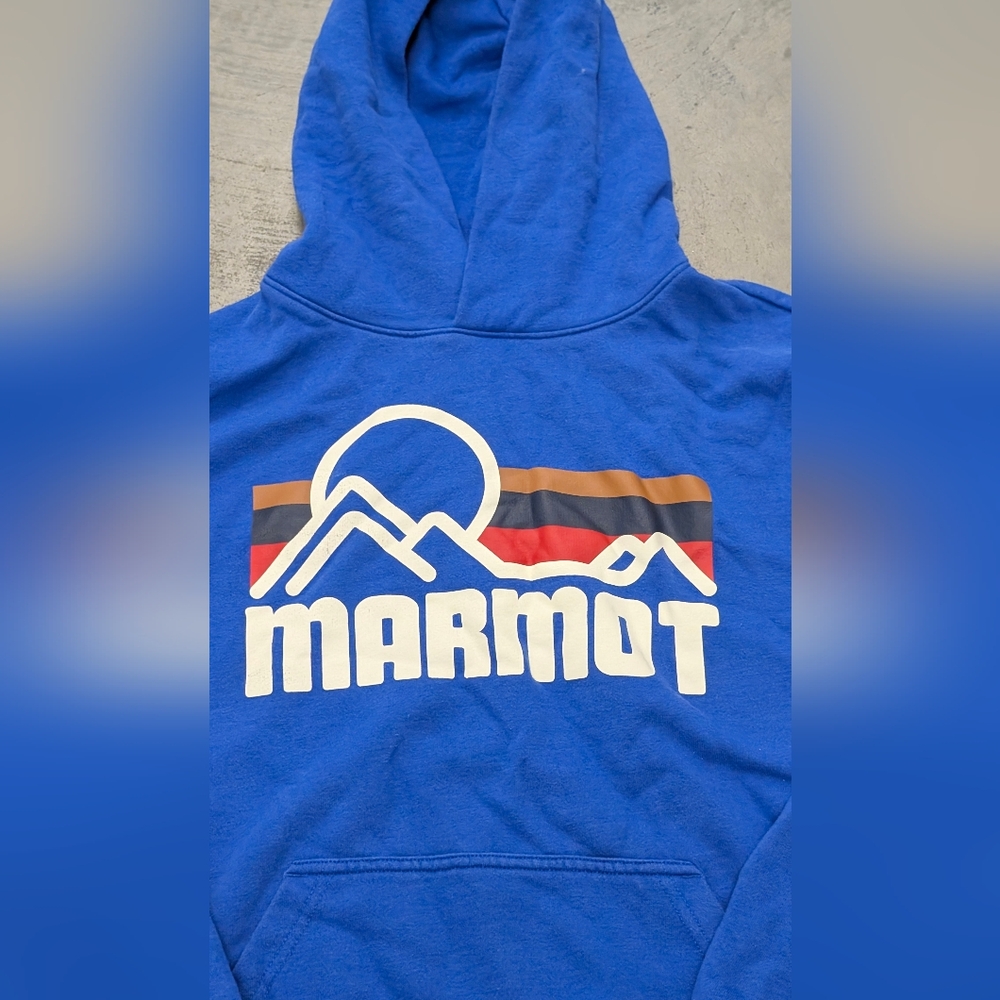 Marmot Blue Hoodie, Medium